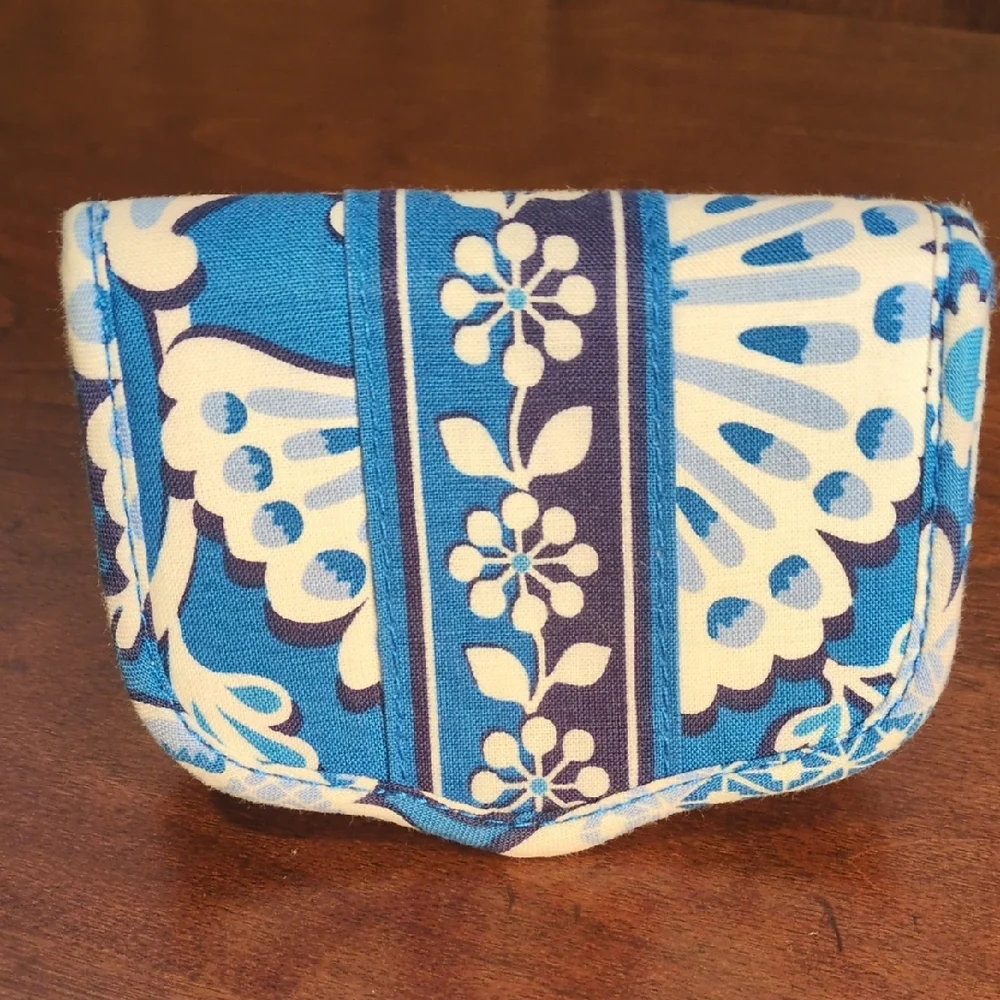 Vera Bradley Mini Bi-fold Wallet In Blue Lagoon; Retired